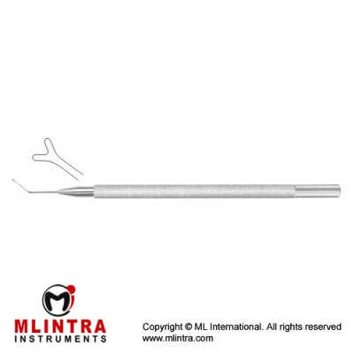 Jaffe-Bechert Nucleus Rotator Blunt Forked Tip - Angled At 9 mm Stainless Steel, 11.5 cm - 4 1/2"